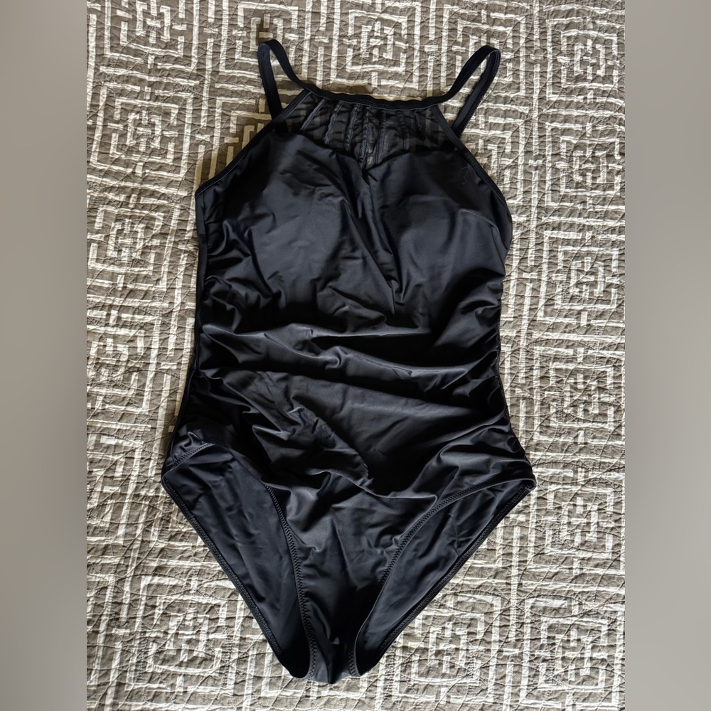 Black Ruched One-Piece Swimsuit